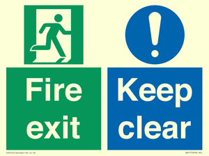 Fire exit Keep clear dual sign